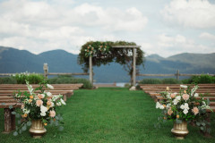 wedding knoll in september with green mountains in the background.