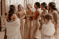 bride and bridal party after bridal first look with bridal party. 